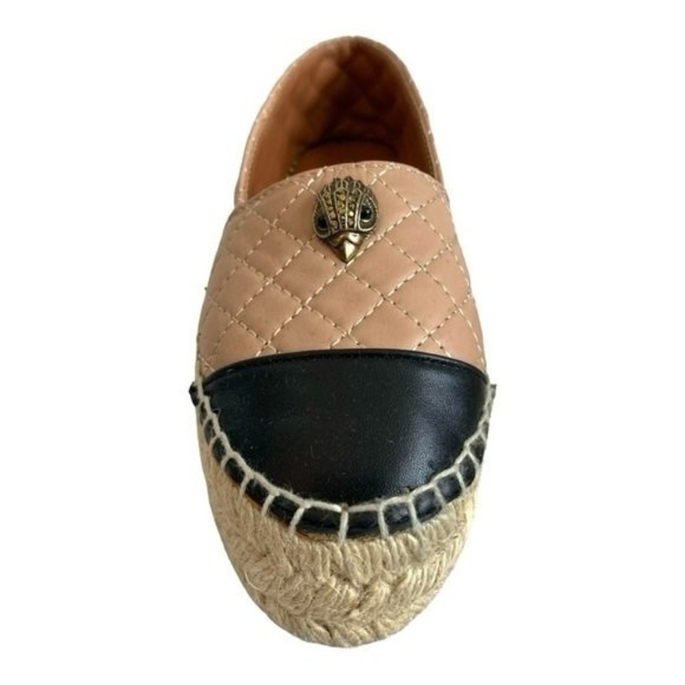 Women’s Shoes KURT GEIGER LONDON Slip On Espadrilles Black Tan Leather Loafers - Picture 9 of 13